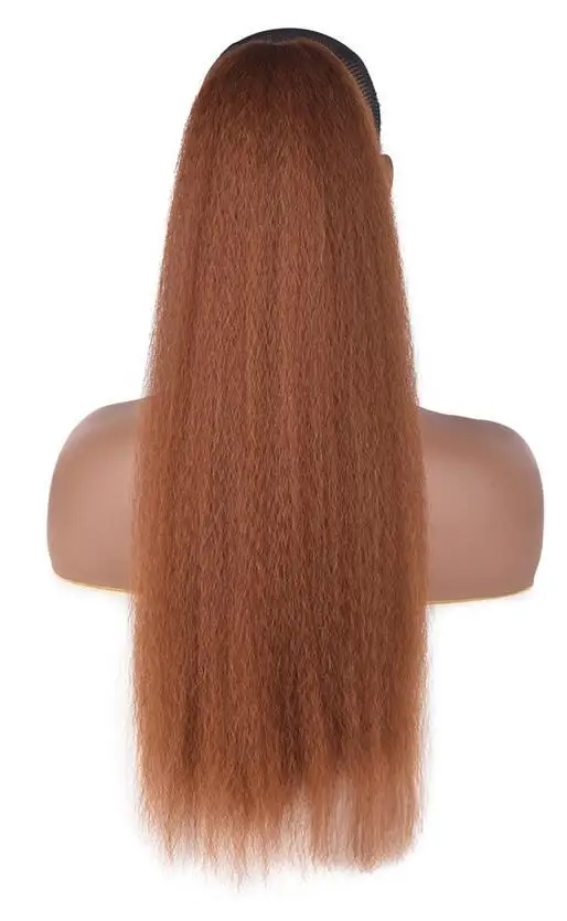 Женская заколка для затылка для наращивания волос Femme Drawstring Afro Puff Kinky ПРЯМОЙ хвост Синтетический шиньон высокотемпературное волокно - Цвет: #30