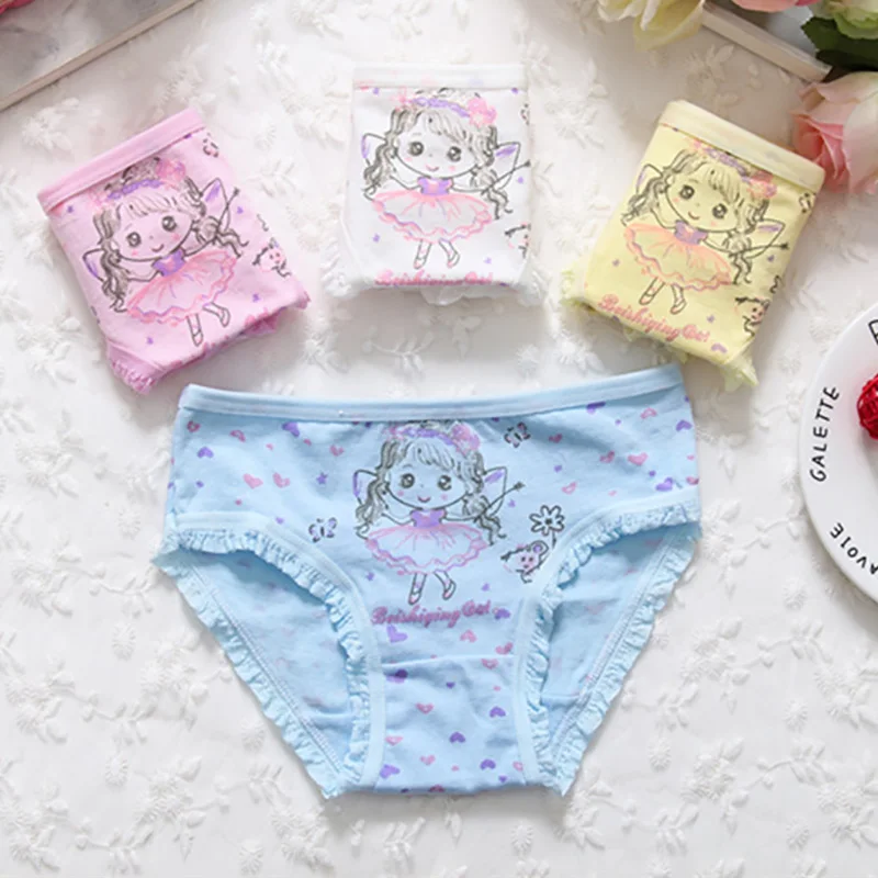 4pcs/pack Baby Girls Underwear Kids Children Colors Underpants cute girls Cotton Panties Minnie cartoon Mix panties
