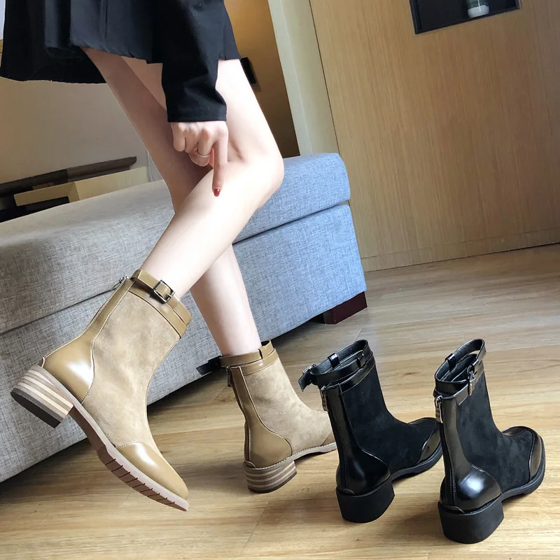 

Women Winter Shoes 2020 Womens Boots Vintage Casual Korean Black Ankle Boots Combat Boots for Women