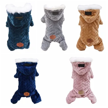 

Pet Dog Clothes Winter Warmwith Big Fur Collar And Four Legs Jumpsuit Thicken Pet Clothing Yorkshire Teddy Dogs Jackets New