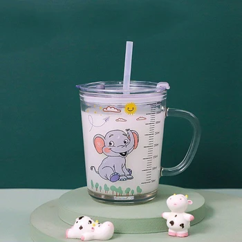 Disney Dumbo Minnie Cartoon milk cups With straw kids snow White Sport Bottles girls Princess Juice cup