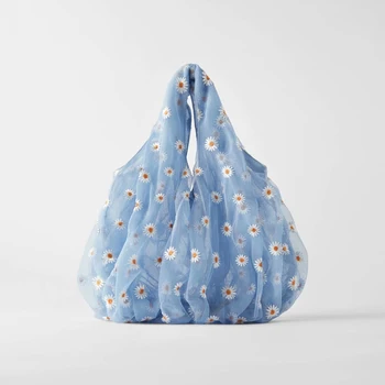 

Za 1:1 Women Bag Floral Printed Chiffon Handbag