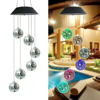

Solar LED Wind Chime Light Hanging String Mosaic Ball Garden Spinner Lamp String Light Hanging Lamp for Home Decoration