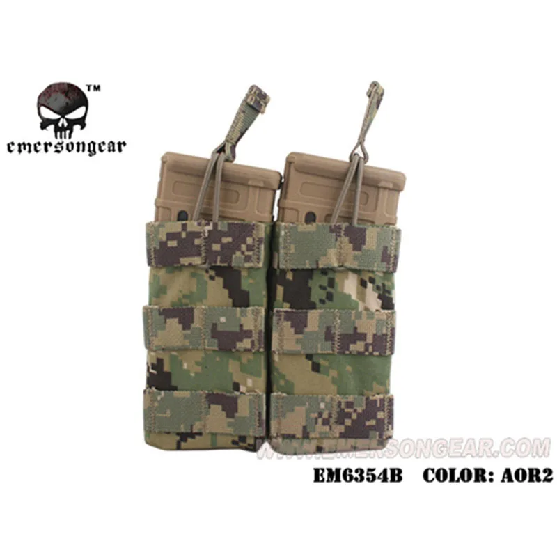 Emersongear Тактический Двойной 556 маг мешок M4 AR AK FAMAS модульный Открытый верх Molle лямки модульная сумка для пейнтбола страйкбола - Цвет: AOR2