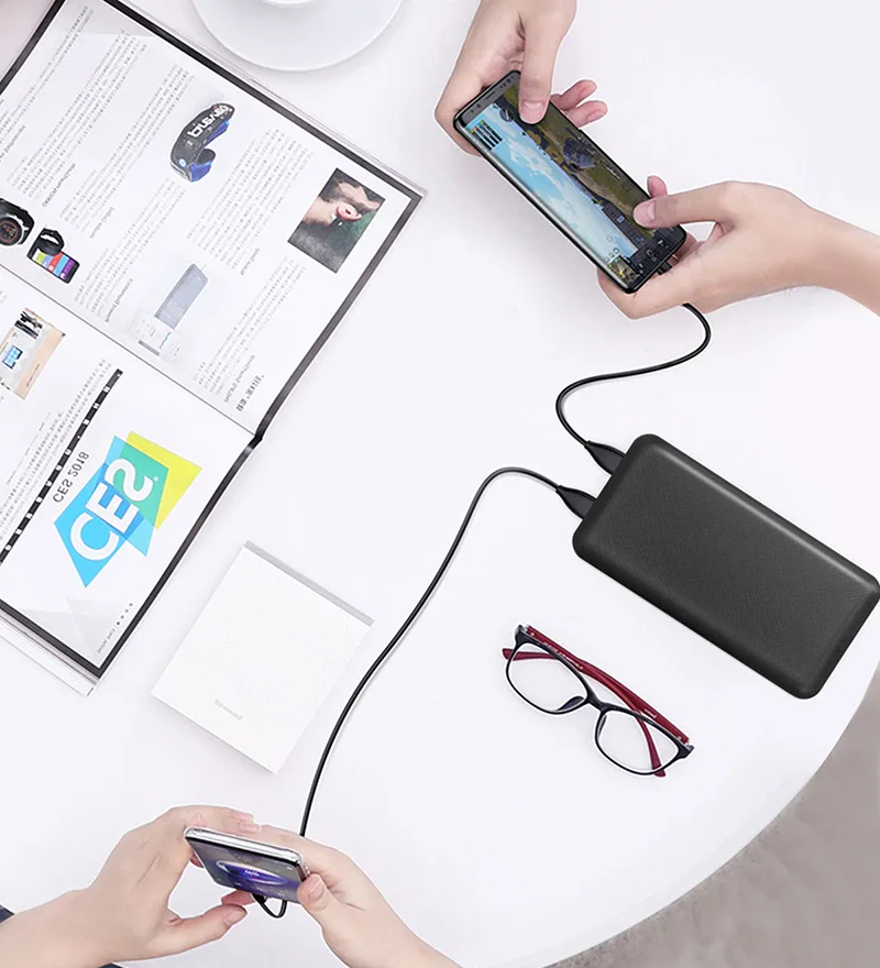 Внешний аккумулятор 20000 мАч, портативная зарядка, внешний аккумулятор 20000 мАч, USB внешний аккумулятор, зарядное устройство для iPhone Xiaomi Mi 9 8