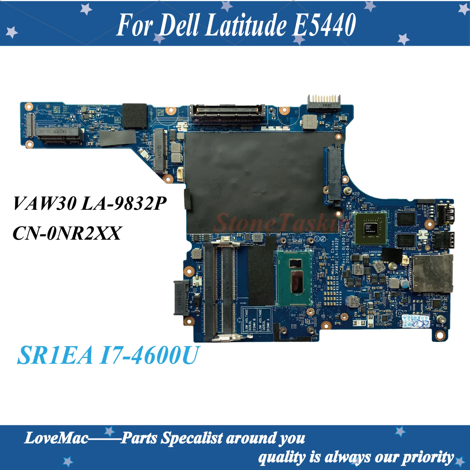 High quality VAW30 LA-9832P For Dell Latitude E5440 Laptop Motherboard CN-0NR2XX NR2XX SR1EA I7-4600U DDR3L 100% Tested | Компьютеры и