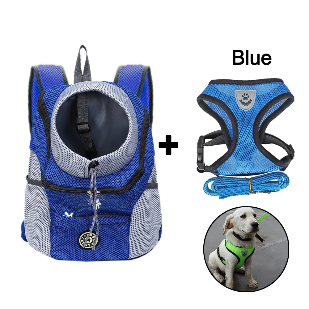 Outdoor Pet Travel Bag Double Shoulder Portable Travel Backpack Outdoor Pet Dog Carrier Bag Pet Dog Front Bag Mesh Backpack Head