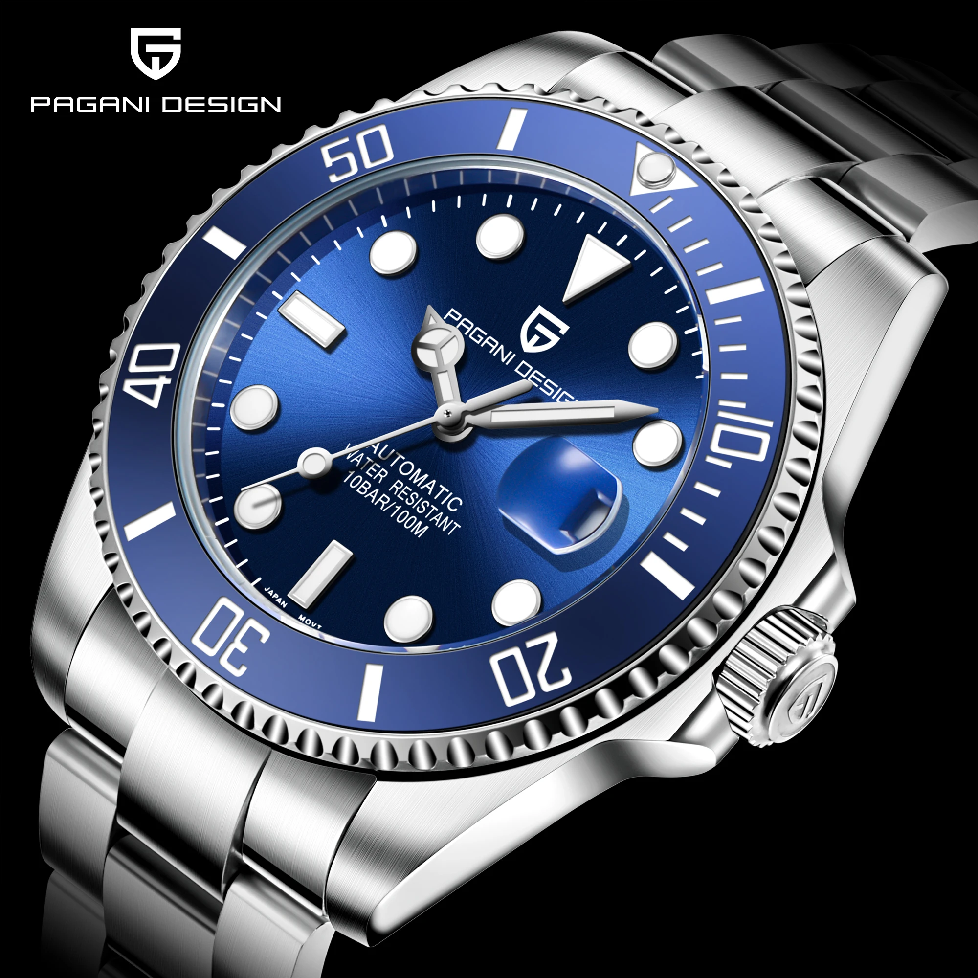 

Brand-name authentic PAGANI DESIGN 2020 men's business automatic mechanical watch luminous waterproof stainless steel watch