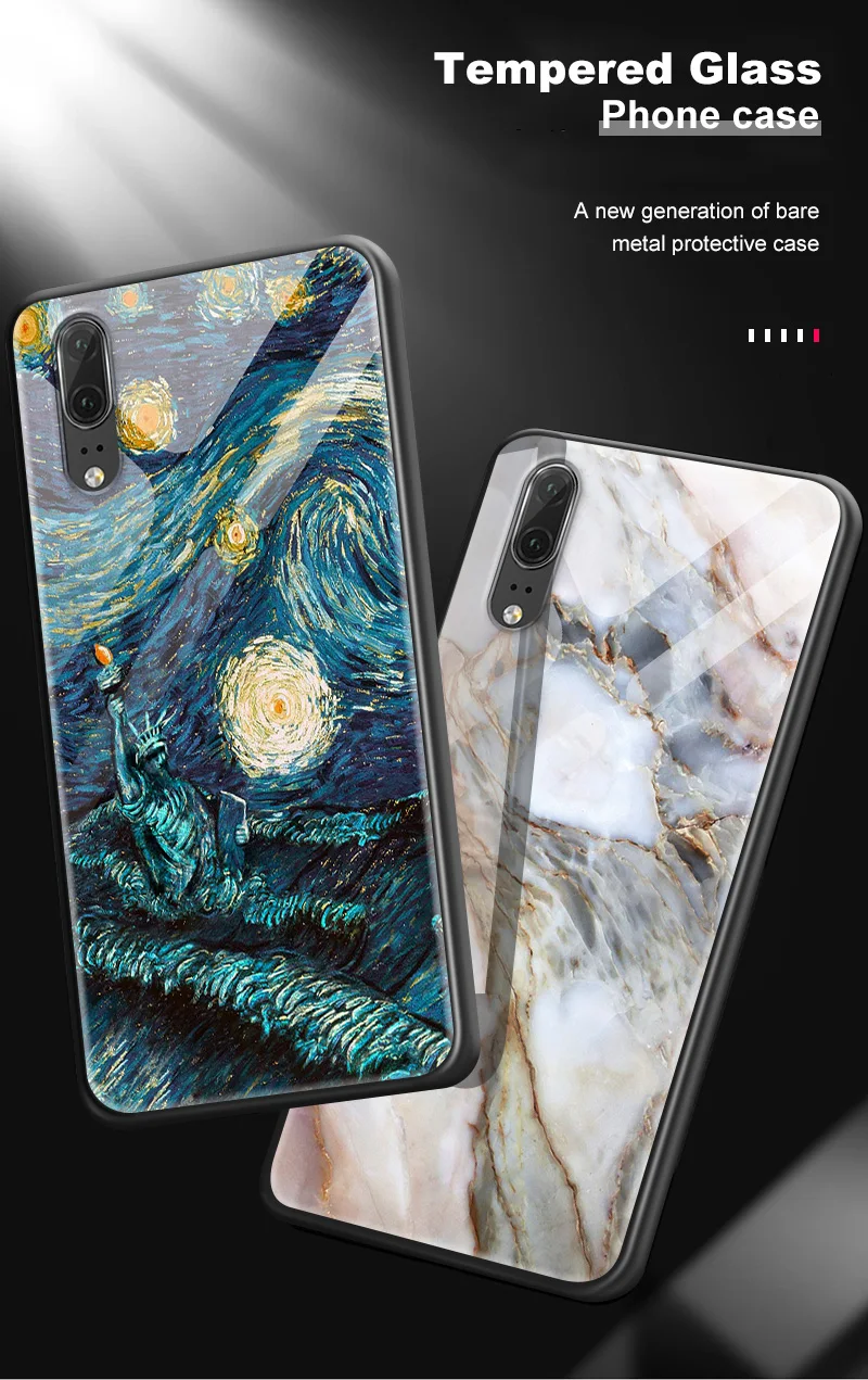 Для huawei P20 P30 Lite Plus Honor 6X чехол из закаленного стекла Nova3i P Smart+ Y6 Y7 Prime Y9 Pro дизайнерский корпус с текстурой