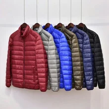 Новинка, зимний мужской пуховик, однотонный, тонкий, со стоячим воротником, легкий пуховик, мужской, Повседневный, теплый, кашемировый, мужской пуховик, большие размеры