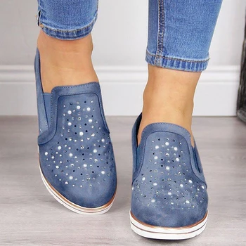 

Casual woman sneakers Breathable Plus size 34-43 Increasing Platform Sneakers Wedge Shoes Rhinestone Slip-on Zapatillas mujer