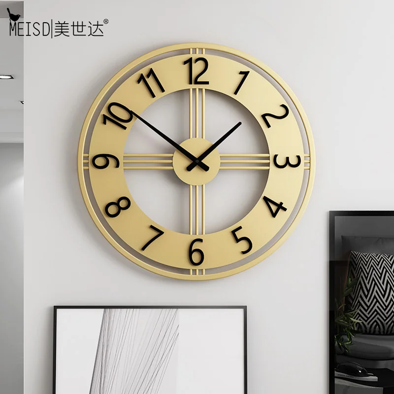 MEISD качественные металлические часы черные золотые круглые Настенные кварцевые