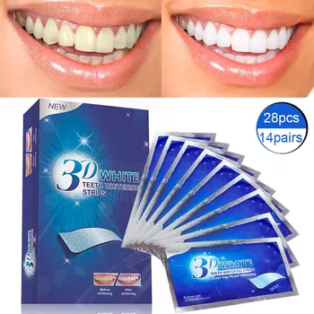 

3D Advanced White Gel Teeth Whitening Strips Stain Removal Oral Hygiene Clean Double Elastic Bleaching Dental Tool for False Teeth Tooth Stripes Smile