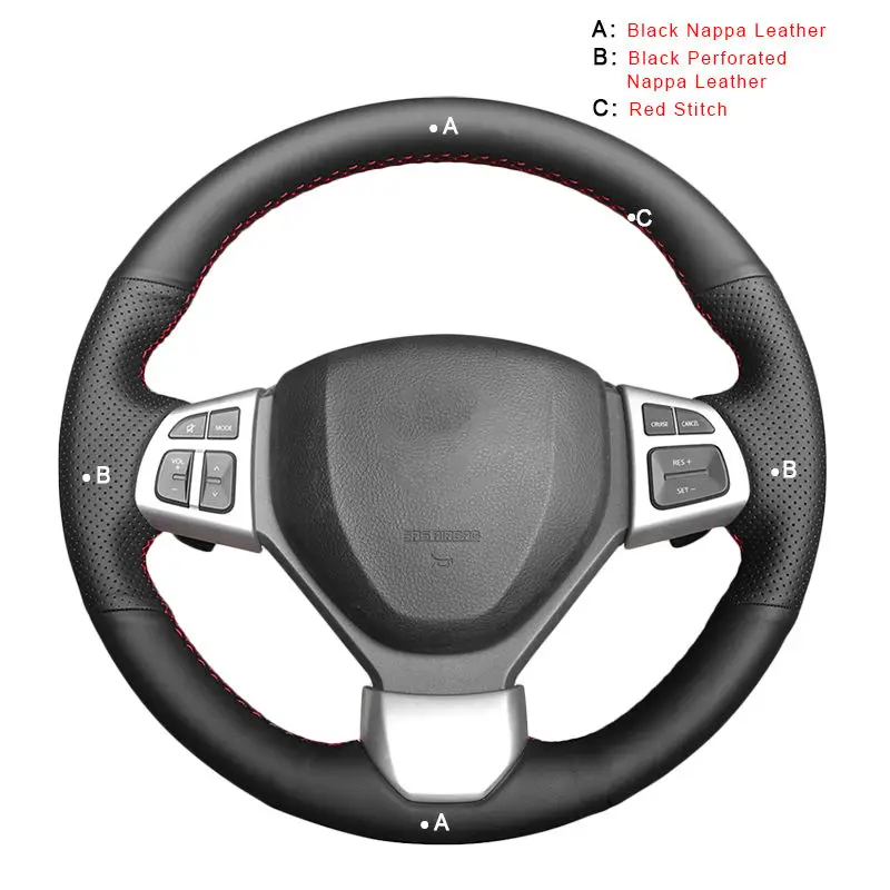 Автомобильная оплетка на руле Крышка для Suzuki Swift Sport 2012 2013- Vitara S- DIY авточехлы - Название цвета: Top Layer Leather