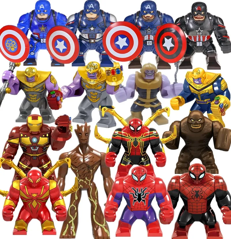 

15PCS Avengers 4 Endgame Hulkbuster Captian Thanos With Infinity Gauntlet Big Size Figures Building Blocks Bricks Gift Toys