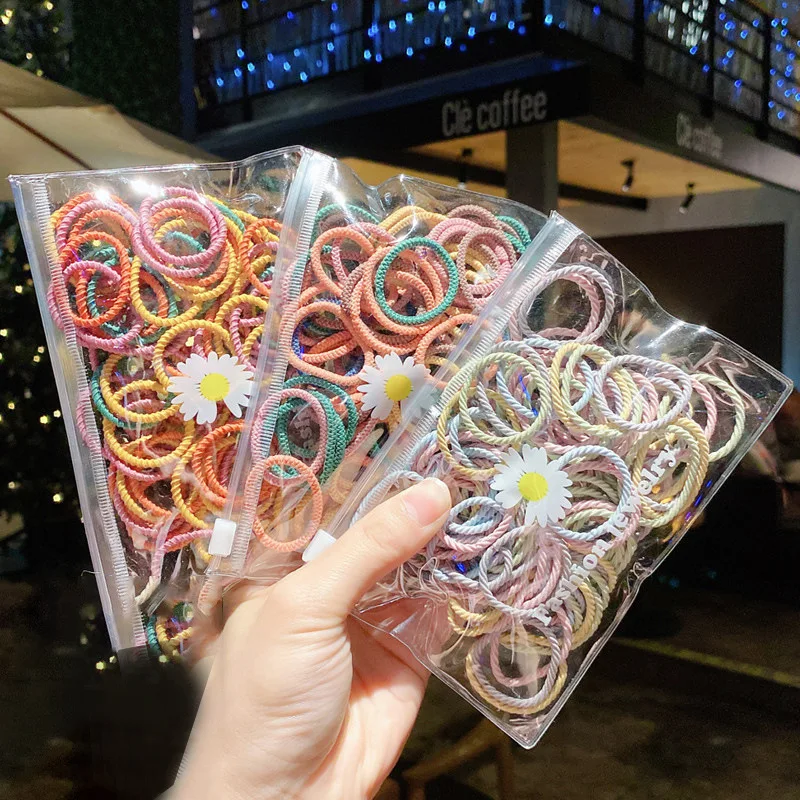 

100PCS/Set New Girls 2.5cm Colorful Basic Elastic Hair Bands Ponytail Holder Scrunchie Rubber Band Kids Fashion Hair Accessories