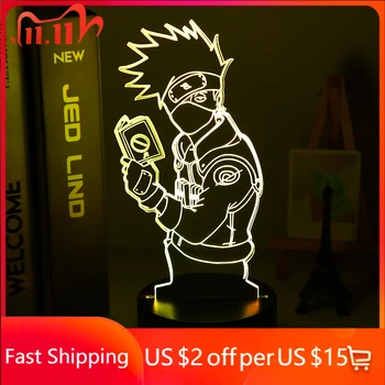 

3d Illusion Led Night Light Kakashi Hatake Holding Book Nightlight Gift for Kids Boys Children's Bedroom Decor Table Lamp Naruto