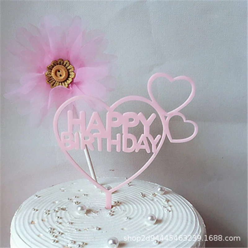 1 шт. золотой серебряный черный цвет торт Топпер акриловый Топпер для торта «С Днем Рождения» десерт украшения на день рождения милые подарки - Цвет: 27