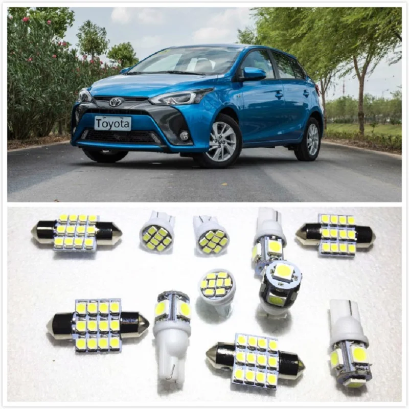 11 set White LED Lights Interior Package 10 & 31mm Map Dome For Toyota