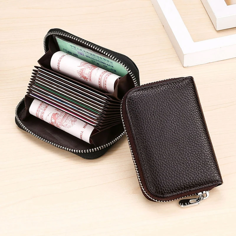 DAI.MM 2020 New Men Women Genuine Leather Organ Card Package RFID Unisex Passport ID Holder Bag Solid Zipper Designer | Багаж и сумки