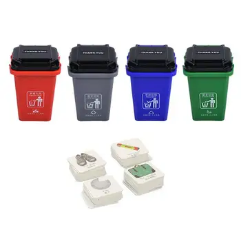 

4pcs Toy Educational Creative Funny Garbage Bin with 108pcs Card for Kids