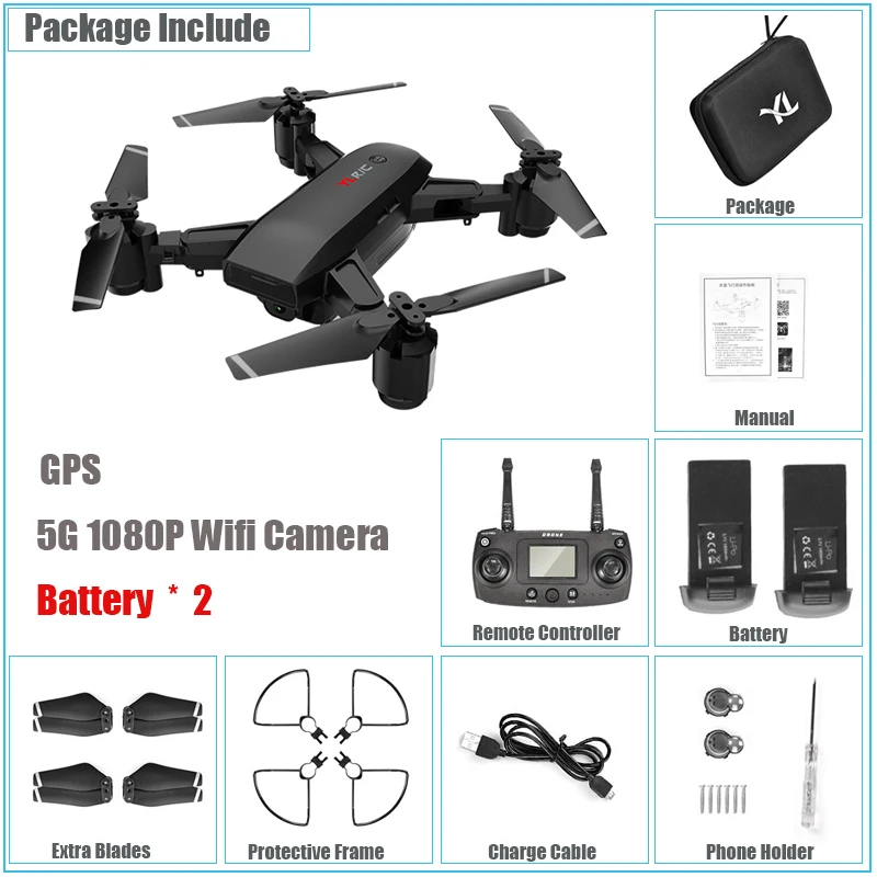 5G GPS 1080P Bat 2 5G gps Дрон с 1080P HD широкоугольная камера складные дроны следуем за мной вертолет авто возврат Квадрокоптер детские игрушки подарки - Цвет: 5G GPS 1080P Bat 2