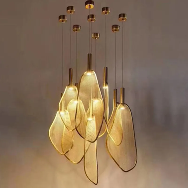 Modern Unique Fan Shape LED Pendant Lights Personality Parlor Pendant Lamp Bedroom Restaurant Hanging Lamp 220V Home Art Deco afbeelding