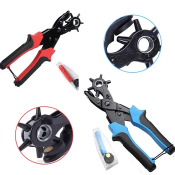 

Multifunction Belt Hole Puncher Plier with 6 Holes Revolving Leather Hole Punch for Belts Watch Bands Straps Cards Paper Fabric