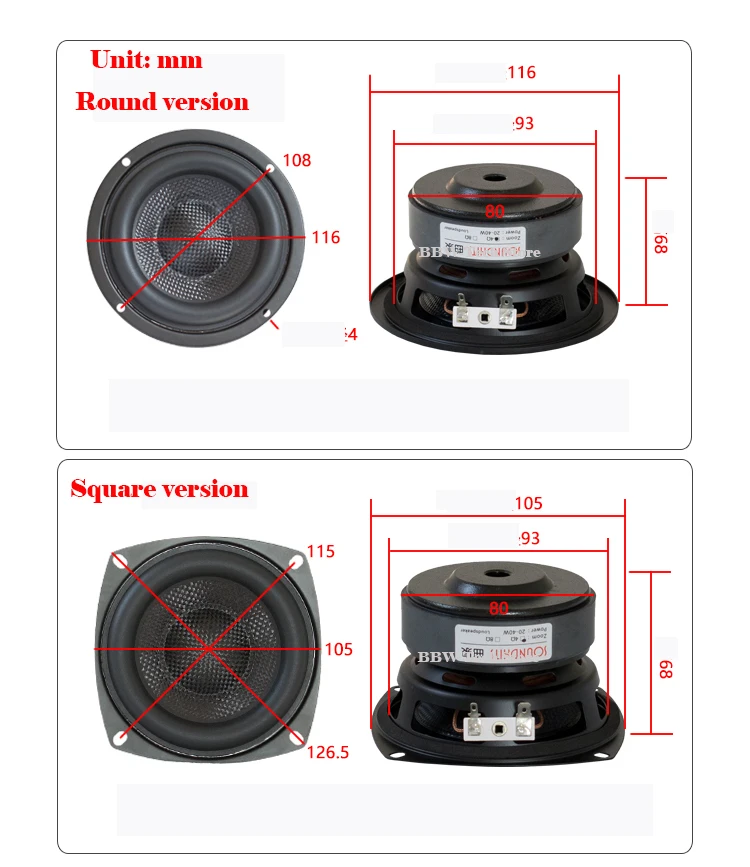 Grande Unidade Magnética Subwoofer Speaker Fibra de Vidro Bacia Tecida Alto-falante Graves Profundos Hifi 4ohm 40w 4 - Image 4