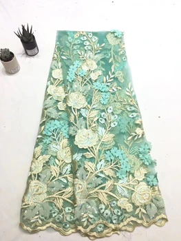 

African Lace Fabric Latest 3d French Wedding Lace Fabric High Quality sequins Lace Fabric Tulle Mesh Lace For Dress FJ28051