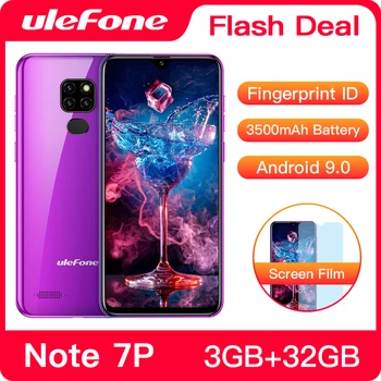 Перейти на Алиэкспресс и купить Ulefone Note 7P смартфон с четырёхъядерным процессором Android 9,0, 3500 мАч, 6,1 дюйма, 3 ГБ + 32 ГБ, 4G, мобильный телефон Android