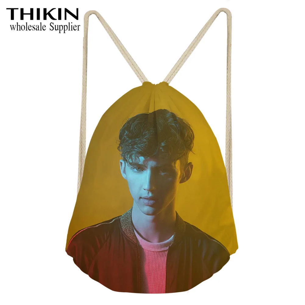 as picture THIKIN Pop Singer Troye Sivan сумки с принтом на шнурке женские сумки через плечо дамские мини-сумки для детей детский сад Сумки для книг - Цвет: as picture
