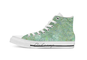 

HD. Rosebushes under the Trees by Gustav Klimt HIGH DEFINITION breathable Casual High Top lace-up Canvas shoes sneakers