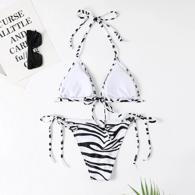 Micro Bikini New Women Swimwear Striped Bikini Set Sexy Halter Swimsuit Female Two Piece Biquini Beach Wear Bathing Suit Bather push up bikini set