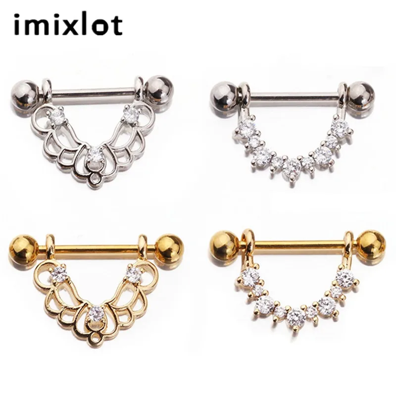 Imixlot модное кольцо для сосков 1 шт. Кристальное пирсинга из нержавеющей стали