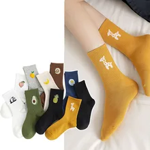 Ins kawaii frutas engraçadas mulheres meias harajuku colorido bonito tripulação meias de algodão feminino 1 par dropshipping fornecedor