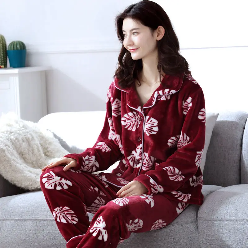 Женские Фланелевые пижамы Осень Зима пижамы толстые теплые женские пижамы животные толстые пижамы повседневная домашняя одежда - Цвет: Color 13
