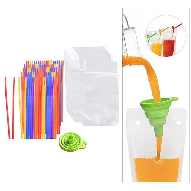 100Pcs 16Oz Drink Pouches for Adults - Drink Pouches with Straws X100 -  Resealable Smoothie Pouches - AliExpress