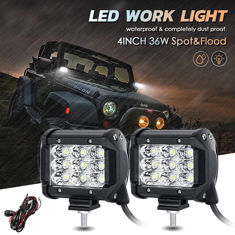 36W 12 LED Flood Work Light IP67 Off-road Lamp for Truck SUV Jeep Spot Lights/SG 36W 12 LED Flood Work Light IP67 Off-road Lamp for Truck SUV Jeep Spot Lights/SG