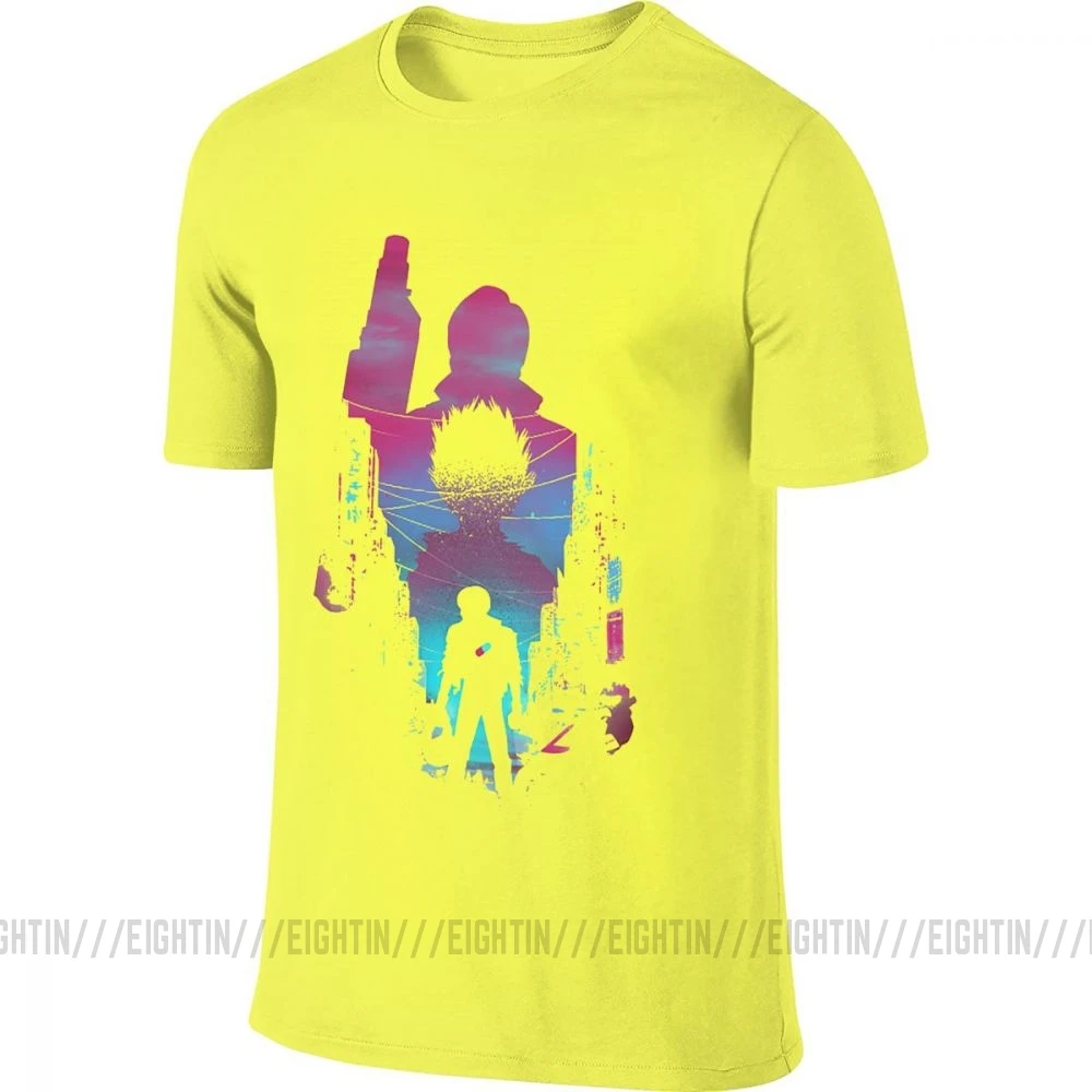 И теперь вы босс слишком Акира футболка мужские хлопковые футболки Kaneda Vaporwave спереди сзади две стороны футболка с коротким рукавом топы большого размера - Цвет: Цвет: желтый