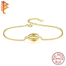 BELAWANG ожерелье в виде ракушки для женщин, 925 пробы Серебряное короткое ожерелье с цепочкой золотого цвета, ювелирное изделие в подарок