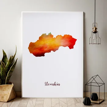 

Slovakia map watercolor Map Modern City Canvas Art Print Wall Pictures for Living Room No Frame