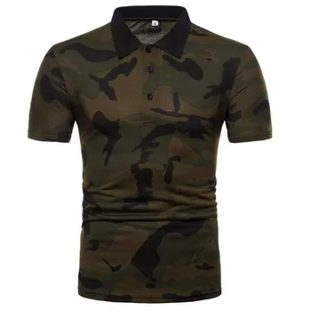 

ZNG 2020 Men's Camouflage T-shirt Summer New Cotton Short-sleeve TShirt Stand Collar men's Clothes Tees S-XXL