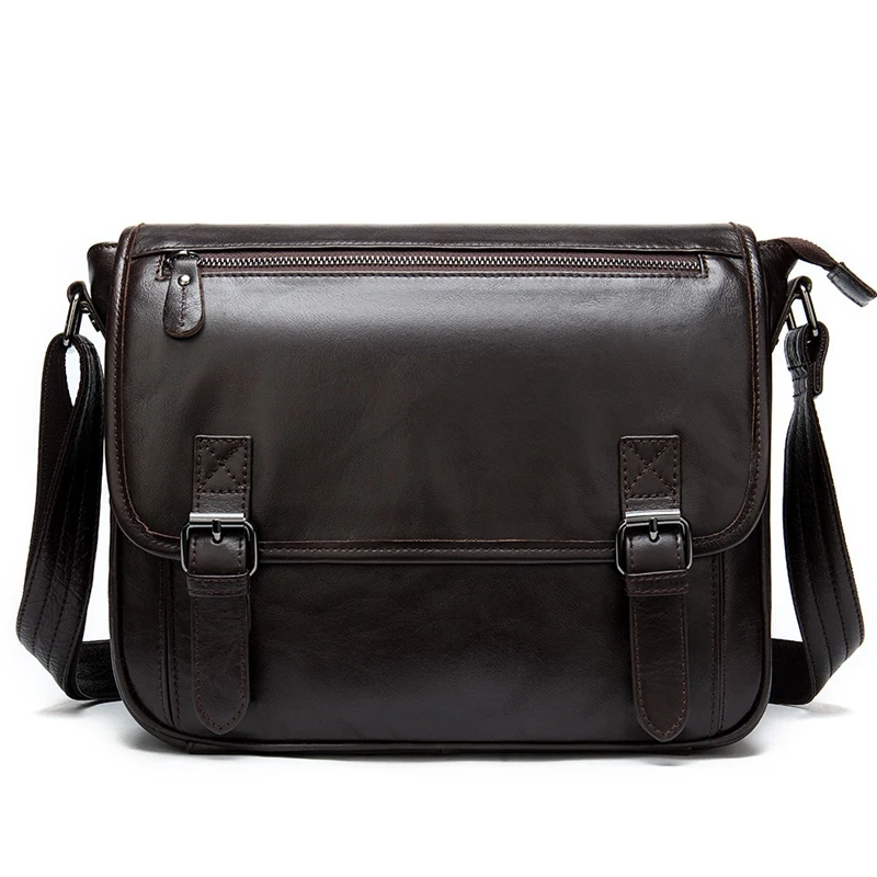 

ABZC-Messenger Bag Men Bag Leather Men's Shoulder Bags Cowhide Casual Crossbody Bags Crazy Horse Men Bag for Male