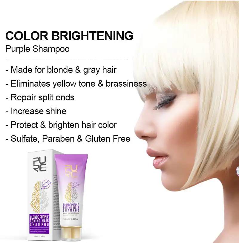 Purc Blonde Purple Hair Shampoo Remove Yellow Tone Anti Brassy