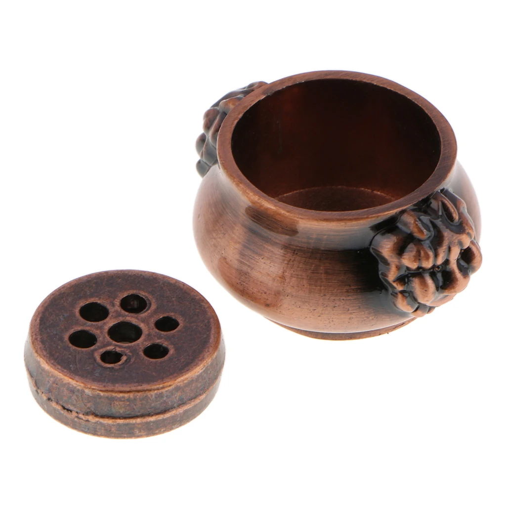 Chinese Copper Alloy Incense Stick Burner Holder Lion Design Censer Plate for Cones Stick Aromatherapy Furnace Incense Base 
