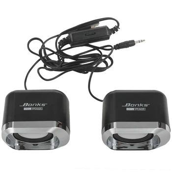 

USB 2.0 Notebook Speakers Wired Stereo Mini Computer Speaker for Desktop Laptop Notebook PC MP3 MP4 3.5mm AUX IN black