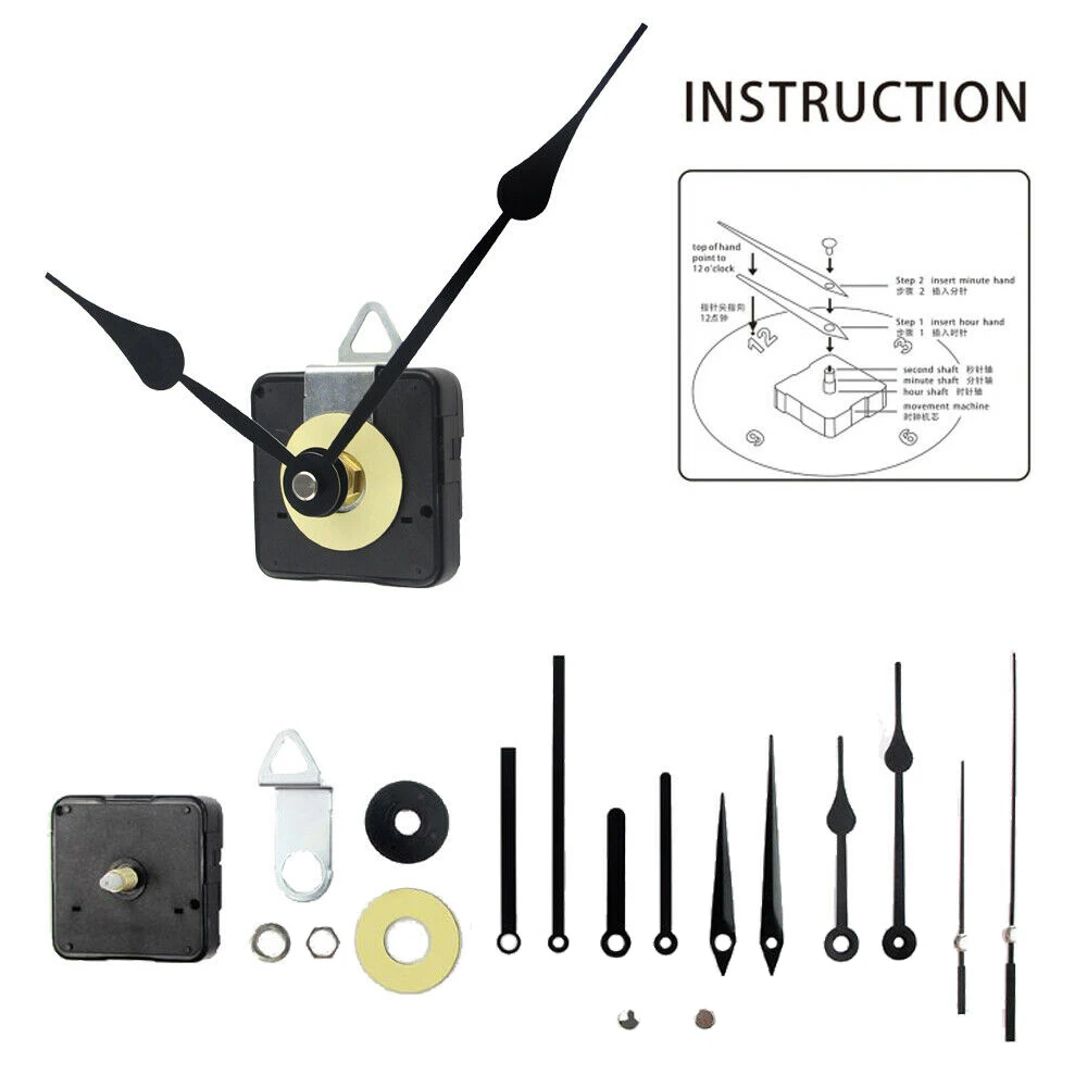 DIY Wall Quartz Clock Movement Mechanism Replacement Repair Tool Kit W/ 2X Hands 