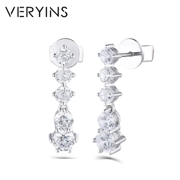 

Veryins Classic 14k 585 White Gold Moissanite Drop Earrings for Women Wedding Gift