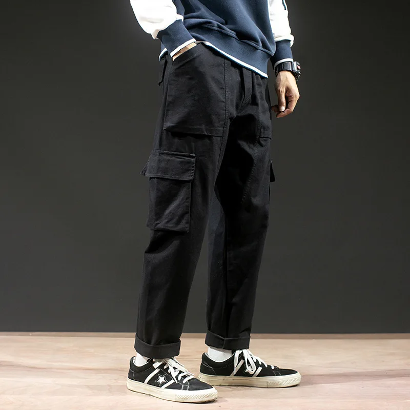 

2019 New Style Japanese-style Bib Overall Men's Autumn Casual Pants Men's Solid Color Loose-Fit Straight-leg Pants Men's Trend T